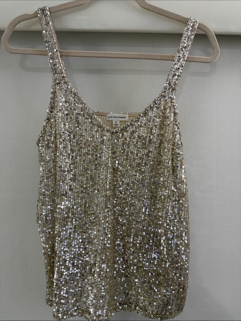 LOVE ON A HANGER Gold Sequin Tank Top